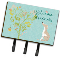 "Caroline's Treasures Welcome Friends Whippet Wall Hook, Triple, Multicolor"