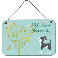 "Caroline's Treasures Welcome Friends Black White Chihuahua Metal Print, 8hx12w"