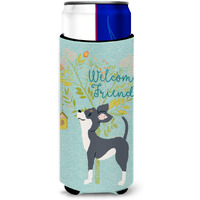 "Caroline's Treasures Welcome Friends Black White Chihuahua Decorative Can Hugger, Multicolor"