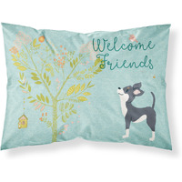 "Caroline's Treasures ""Welcome Friends Black White Chihuahua"" Printed, Polyester Envelope Closure pillowcase, Standard, Multicolor"
