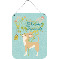 "Caroline's Treasures Welcome Friends Brown White Chihuahua Metal Print, 16h x 12w, Multicolor"