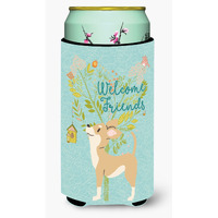 "Caroline's Treasures Welcome Friends Brown White Chihuahua Decorative Can Hugger, Tall Boy, Multicolor"