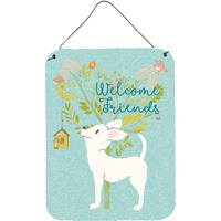 "Caroline's Treasures Welcome Friends White Chihuahua Metal Print, 16h x 12w, Multicolor"