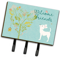"Caroline's Treasures Welcome Friends White Chihuahua Wall Hook, Triple"