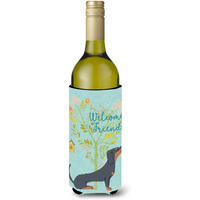 "Caroline's Treasures Welcome Friends Black Tan Dachshund Decorative Bottle Hugger, 750 ml, Multicolor"