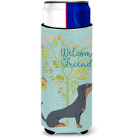 "Caroline's Treasures Welcome Friends Black Tan Dachshund Decorative Can Hugger, Multicolor"