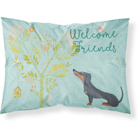 "Caroline's Treasures ""Welcome Friends Black Tan Dachshund"" Printed, Polyester Envelope Closure pillowcase, Standard, Multicolor"