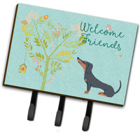 "Caroline's Treasures Welcome Friends Black Tan Dachshund Wall Hook, Triple, Multicolor"