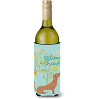 "Caroline's Treasures Welcome Friends Red Dachshund Decorative Bottle Hugger, 750 ml, Multicolor"