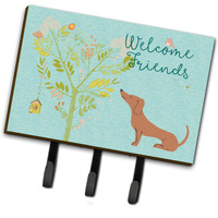 "Caroline's Treasures Welcome Friends Red Dachshund Wall Hook, Triple, Multicolor"