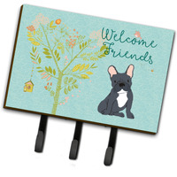 "Caroline's Treasures Welcome Friends Black French Bulldog Wall Hook, Triple"