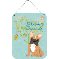 "Caroline's Treasures Welcome Friends Fawn French Bulldog Metal Print, 16h x 12w, Multicolor"