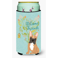 "Caroline's Treasures Welcome Friends Fawn French Bulldog Decorative Can Hugger, Tall Boy, Multicolor"