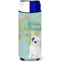 "Caroline's Treasures Welcome Friends Piebald French Bulldog Decorative Can Hugger, Multicolor"