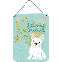 "Caroline's Treasures Welcome Friends White French Bulldog Metal Print, 16h x 12w, Multicolor"