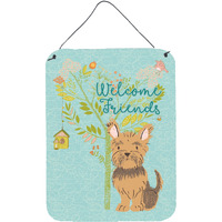 "Caroline's Treasures Welcome Friends Yorkie Metal Print, 16h x 12w, Multicolor"