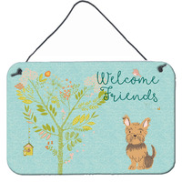 "Caroline's Treasures Welcome Friends Yorkie Metal Print, 8hx12w"