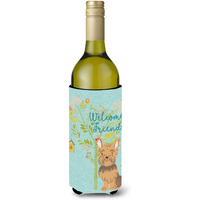 "Caroline's Treasures Welcome Friends Yorkie Decorative Bottle Hugger, 750 ml, Multicolor"