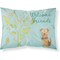 "Caroline's Treasures Welcome Friends Yorkie Natural Ears Printed, Polyester, 250 Thread count, Envelope closure Pillowcase, Standard, Multicolor"