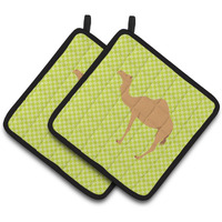 "Caroline's Treasures Arabian Camel Dromedary Green Decorated Pot Holder, 7.5"" x 7.5"""