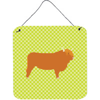 "Caroline's Treasures Green Highland Cow Metal Print, 6hx6w"