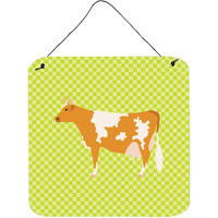 "Caroline's Treasures Green Guernsey Cow Metal Print, 6"" H x 6"" W"