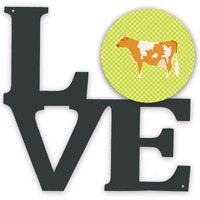 "Caroline's Treasures Guernsey Cow Green Metal Artwork Love wall-decor, Multicolor"