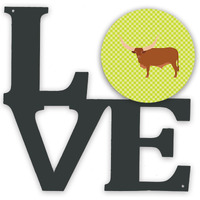"Caroline's Treasures Ankole-Watusu Cow Green Metal Artwork Love wall-decor, Multicolor"
