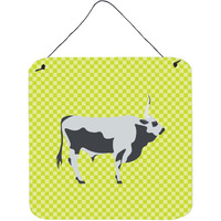 "Caroline's Treasures Green Hungarian Grey Steppe Cow Metal Print, 6hx6w"