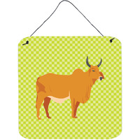 "Caroline's Treasures Green Zebu Indicine Cow Metal Print, 6"" H x 6"" W"