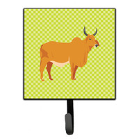"Caroline's Treasures Zebu Indicine Cow Green Wall Hook, Small, Multicolor"