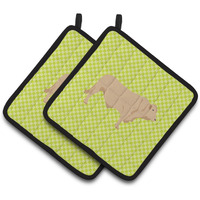 "Caroline's Treasures Charolais Cow Green Decorated Pot Holder, 7.5"" x 7.5"""