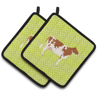 "Caroline's Treasures Ayrshire Cow Green Decorated Pot Holder, 7.5"" x 7.5"""