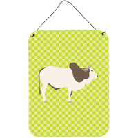 "Caroline's Treasures Malvi Cow Green Metal Print, 16hx12w, Multicolor"
