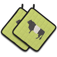 "Caroline's Treasures Belted Galloway Cow Green Decorated Pot Holder, 7.5"" x 7.5"""