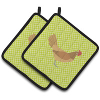 "Caroline's Treasures Frisian Friesian Chicken Green Decorated Pot Holder, 7.5"" x 7.5"""