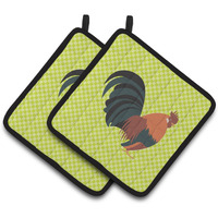 "Caroline's Treasures Dutch Bantam Chicken Green Decorated Pot Holder, 7.5"" x 7.5"""