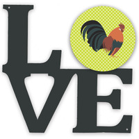 "Caroline's Treasures Dutch Bantam Chicken Green Metal Artwork Love wall-decor, Multicolor"