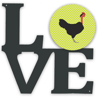 "Caroline's Treasures Naked Neck Chicken Green Metal Artwork Love wall-decor, Multicolor"
