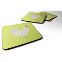 "Caroline's Treasures Leghorn Chicken Green Decorative coasters, 3.5, Multicolor"