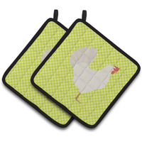 "Caroline's Treasures Leghorn Chicken Green Decorated Pot Holder, 7.5"" x 7.5"""