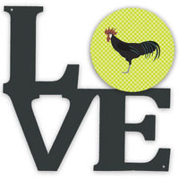 "Caroline's Treasures Minorca Ctalalan Chicken Green Metal Artwork Love wall-decor, Multicolor"