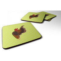 "Caroline's Treasures Malaysian Serama Chicken Green Decorative coasters, 3.5, Multicolor"