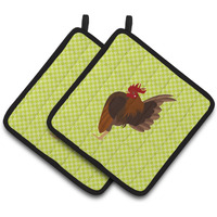 "Caroline's Treasures Malaysian Serama Chicken Green Decorated Pot Holder, 7.5"" x 7.5"""