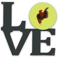 "Caroline's Treasures Malaysian Serama Chicken Green Metal Artwork Love wall-decor, Multicolor"