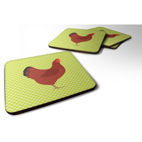 "Caroline's Treasures New Hampshire Red Chicken Green Decorative coasters, 3.5, Multicolor"