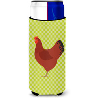 "Caroline's Treasures New Hampshire Red Chicken Green Decorative Can Hugger, Slim, Multicolor"
