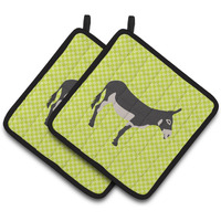 "Caroline's Treasures American Mammoth Jack Donkey Green Decorated Pot Holder, 7.5"" x 7.5"""