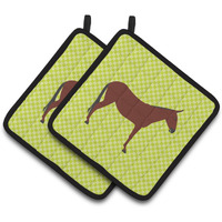 "Caroline's Treasures Hinny Horse Donkey Green Decorated Pot Holder, 7.5"" x 7.5"""