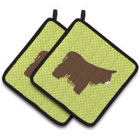 "Caroline's Treasures Poitou Poiteuin Donkey Green Decorated Pot Holder, 7.5"" x 7.5"""